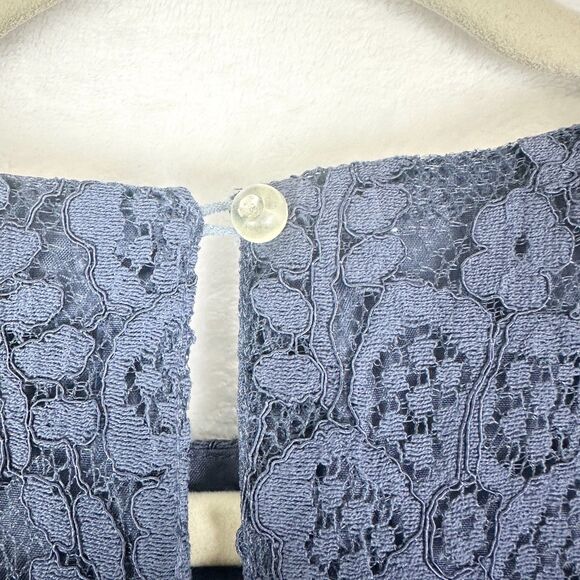 JJ's House Cascading Ruffles Scoop A line Chiffon Lace Midi Dress Medium NEW - Picture 6 of 10